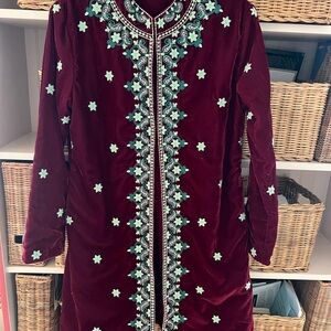 Julia Amory Velvet Sloane Burgundy Embroidered Women's jacket